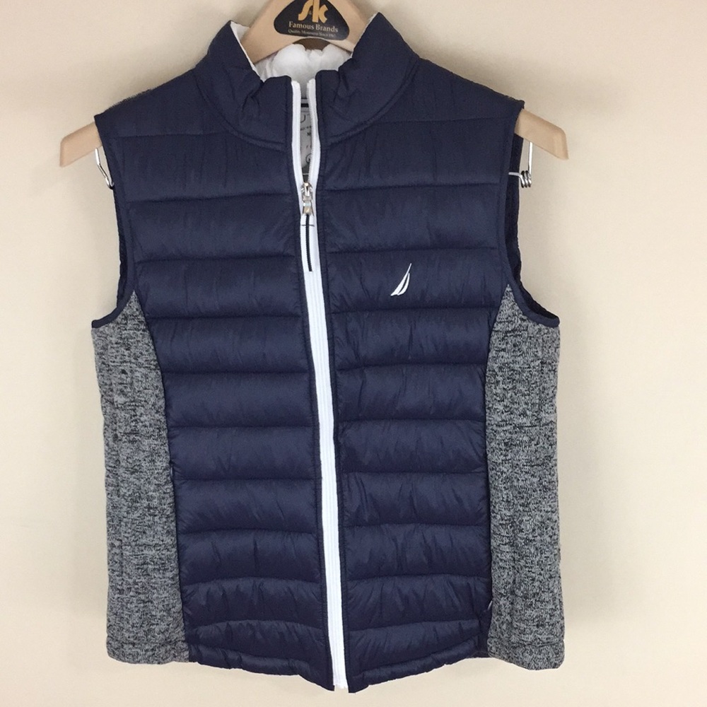 Nautica Navy and Gray  Zippered Front Puffer Vest Size Medium